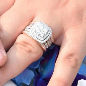 engagement ring size 9 14k gold with wedding bands